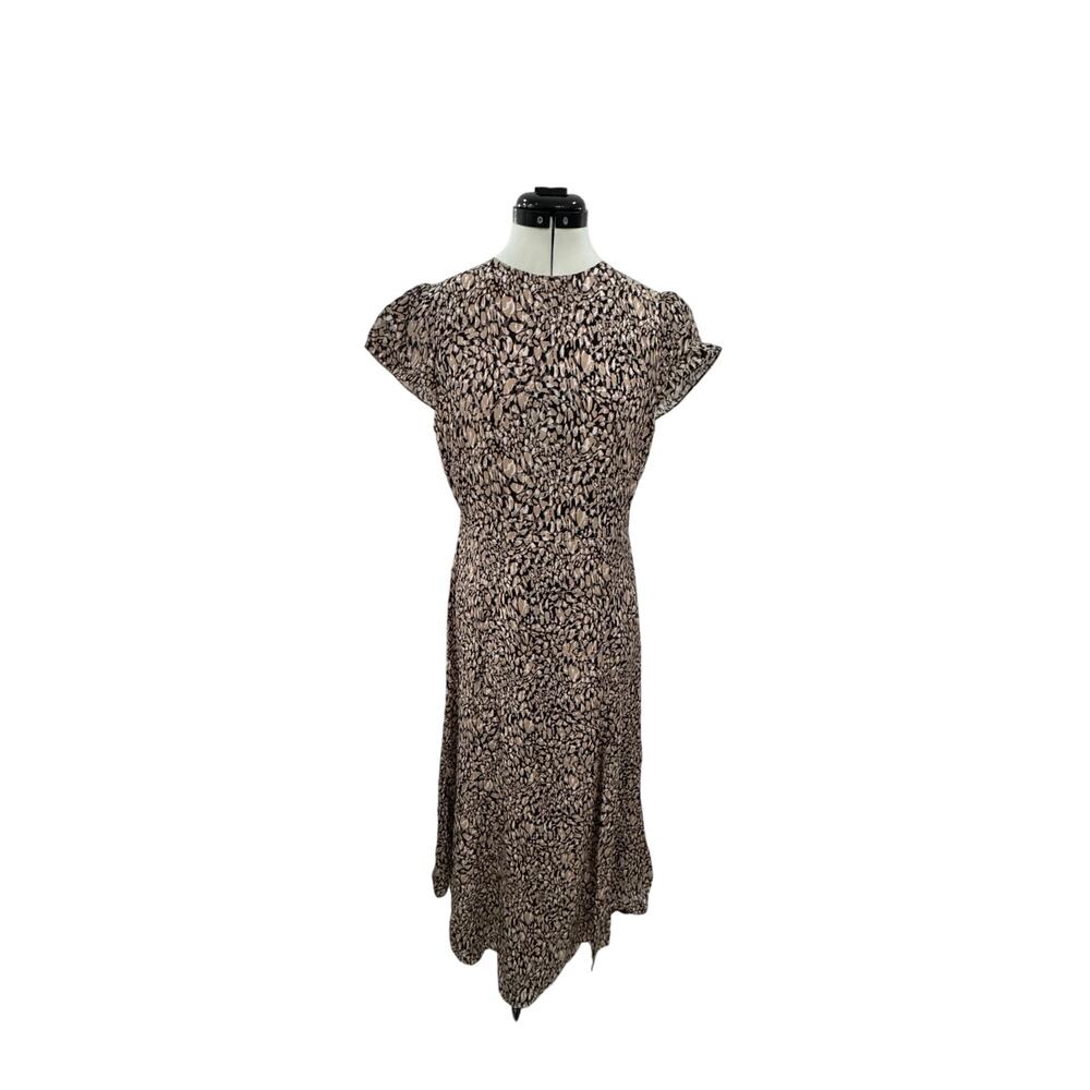 Reiss Brown Livia Print cut out Back Midi Dress size Uk12/US8